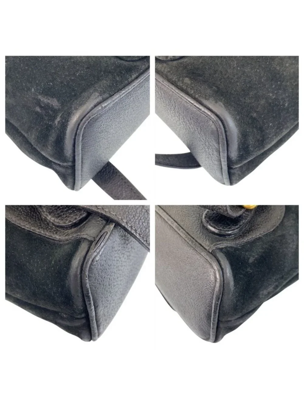 Gucci Bamboo Black Gold Suede Backpack